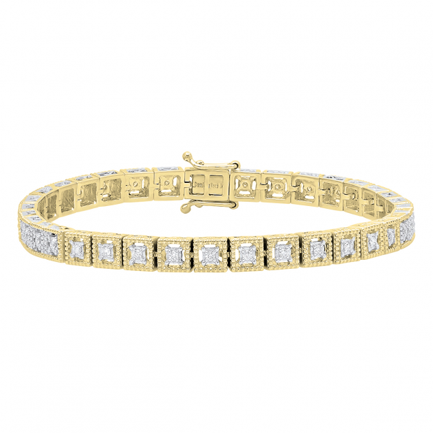 0.40 Carat (ctw) 10K Yellow Gold Round White Diamond Ladies Tennis Bracelet