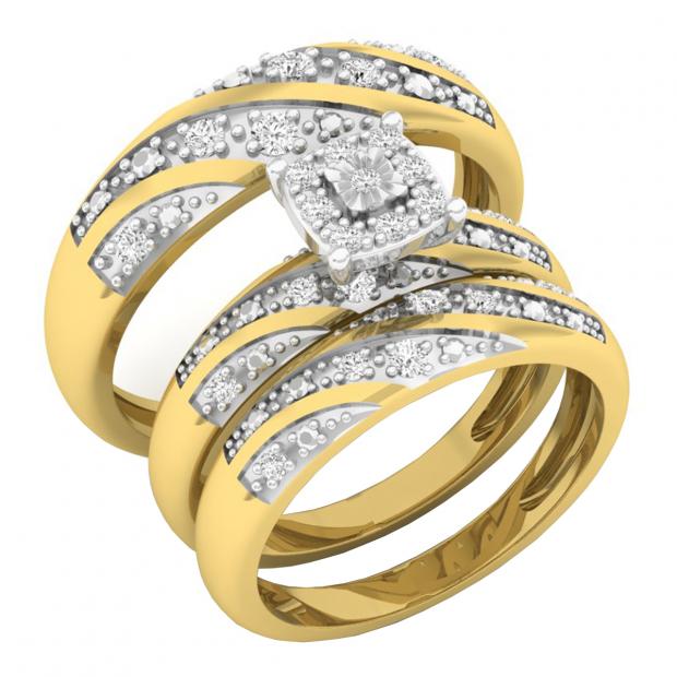 0.40 Carat (ctw) 10K Yellow Gold Round Diamond Men & Women