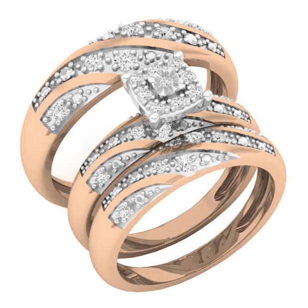 0.40 Carat (ctw) 18K Rose Gold Round Diamond Men & Women