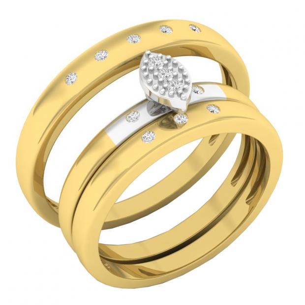 0.10 Carat (ctw) 14K Yellow Gold Round Diamond Men & Women