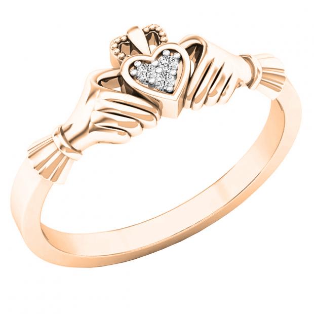 0.02 Carat (ctw) 18K Rose Gold Round White Diamond Ladies Bridal Heart Promise Ring