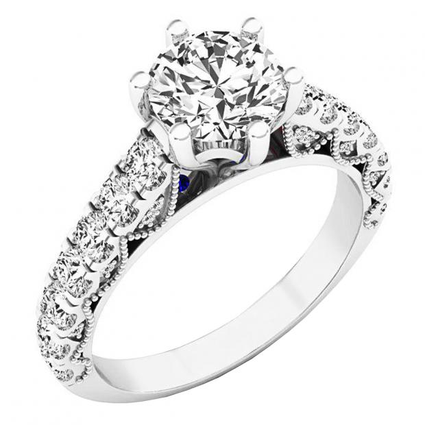2.68 Carat (ctw) Sterling Silver Round Cubic Zirconia CZ Ladies Engagement Ring