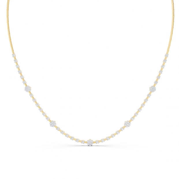 1.95 Carat (ctw) 18K Yellow Gold Round White Diamond Ladies Flower Gold Necklace 2 CT