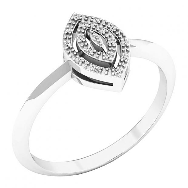 0.05 Carat (ctw) 10K White Gold Round White Diamond Ladies Cluster Bridal Promise Ring