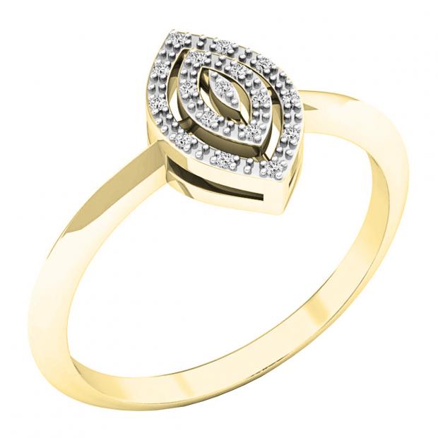 0.05 Carat (ctw) 14K Yellow Gold Round White Diamond Ladies Cluster Bridal Promise Ring