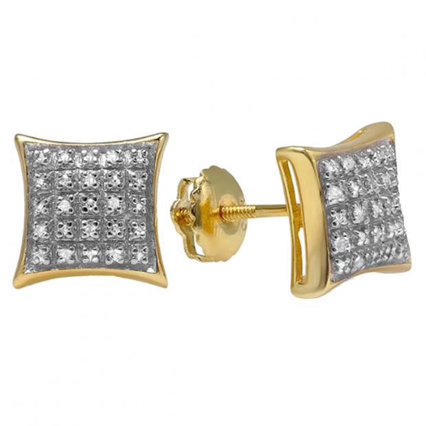 0.20 Carat (ctw) 18K Yellow Gold Plated Silver Round Diamond Men