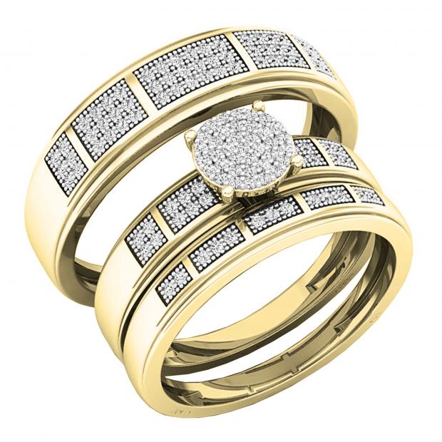 0.35 Carat (ctw) 14K Yellow Gold Round White Diamond Men & Women