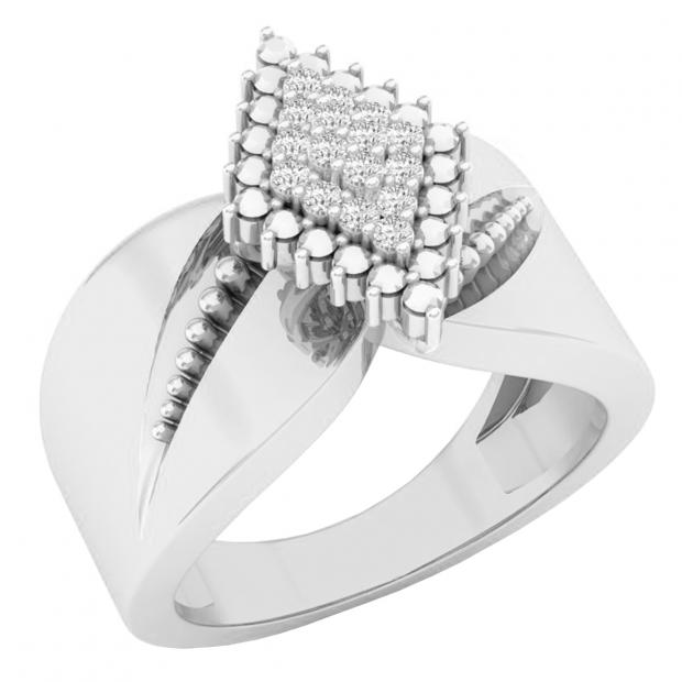 0.15 Carat (ctw) 10K White Gold Round White Diamond Ladies Right Hand Cluster Ring