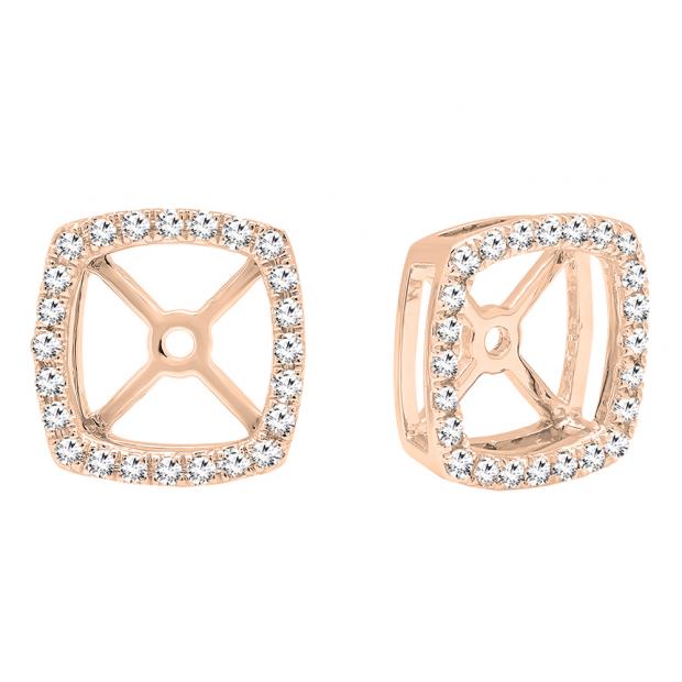 0.28 Carat (ctw) 18K Rose Gold Round White Diamond Removable Jackets For Stud Earrings 1/4 CT