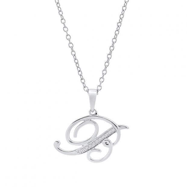 0.05 Carat (ctw) Sterling Silver Round Diamond Letter 