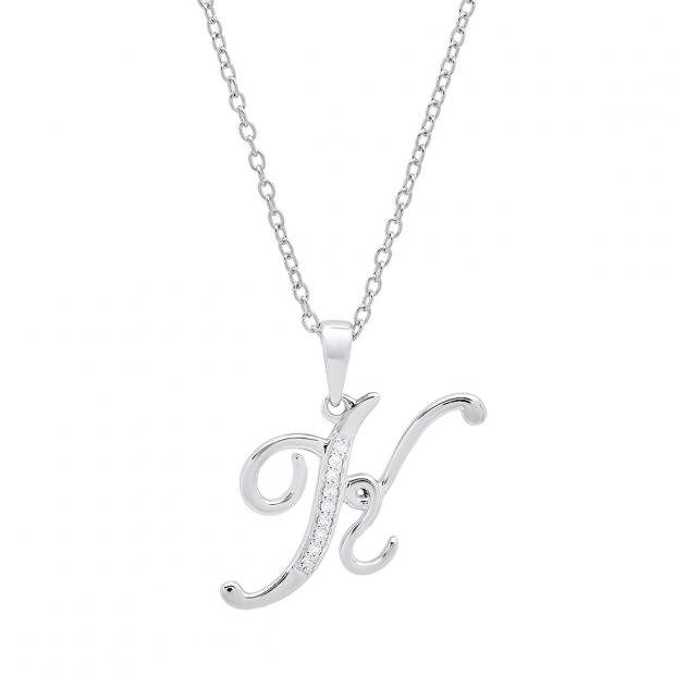0.05 Carat (ctw) Sterling Silver Round Diamond Letter 