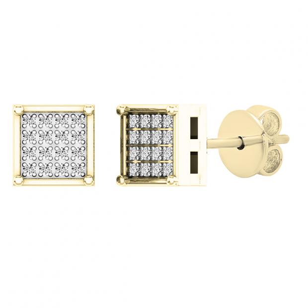 0.05 Carat (ctw) 10K Yellow Gold Round White Diamond Ladies Dice Shape Stud Earrings
