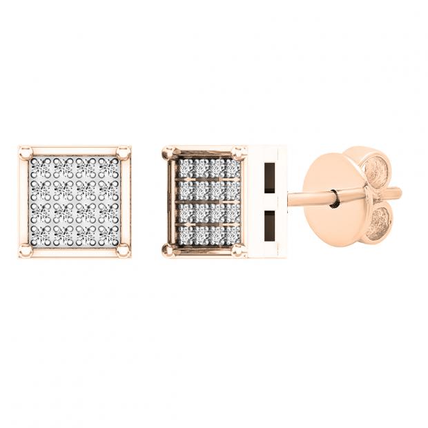 0.05 Carat (ctw) 18K Rose Gold Round White Diamond Ladies Dice Shape Stud Earrings