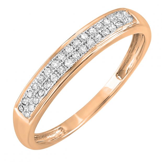 0.12 Carat (ctw) 10K Rose Gold Round White Diamond Ladies Anniversary Wedding Band