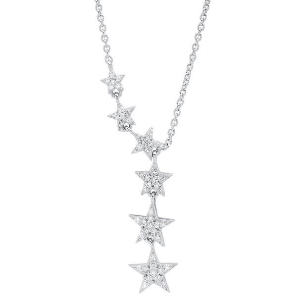 0.45 Carat (ctw) 10K White Gold Round White Diamond Ladies Necklace 1/2 CT