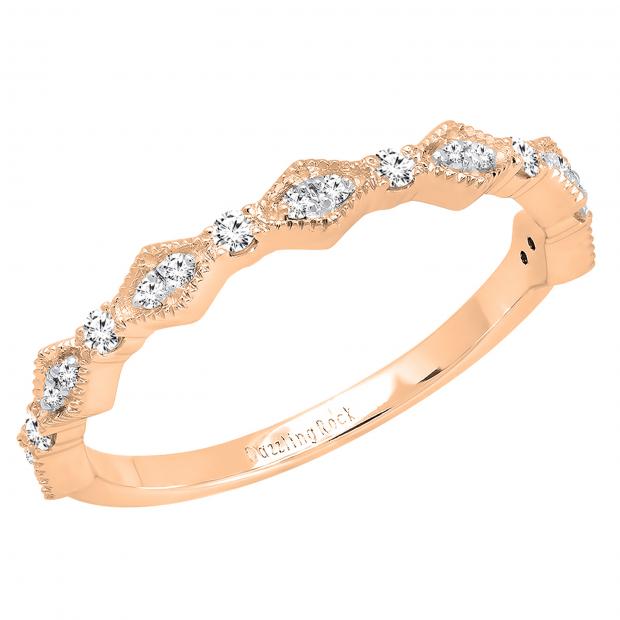 0.15 Carat (ctw) 10K Rose Gold Round Diamond Ladies Anniversary Wedding Band