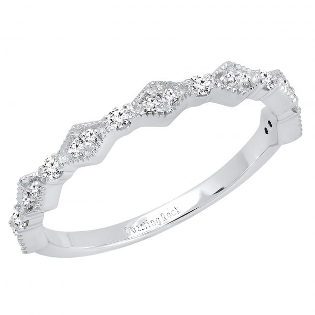 0.15 Carat (ctw) 10K White Gold Round Diamond Ladies Anniversary Wedding Band