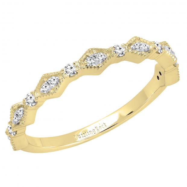 0.15 Carat (ctw) 10K Yellow Gold Round Diamond Ladies Anniversary Wedding Band