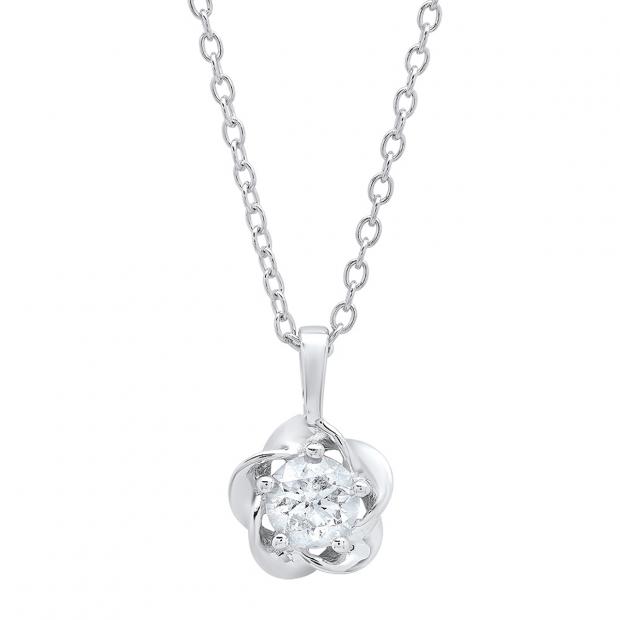 0.55 Carat (ctw) 10K White Gold Round Diamond Ladies Solitaire Pendant 1/2 CT