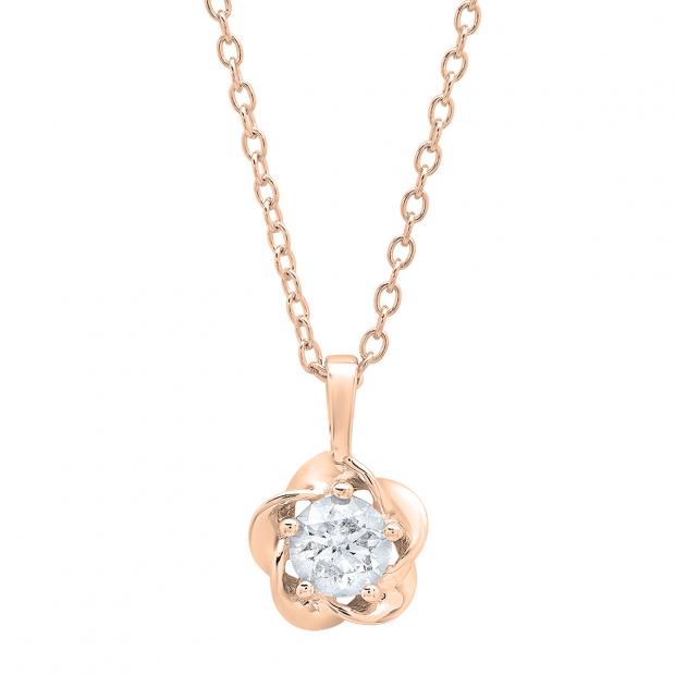 0.55 Carat (ctw) 10K Rose Gold Round Diamond Ladies Solitaire Pendant 1/2 CT