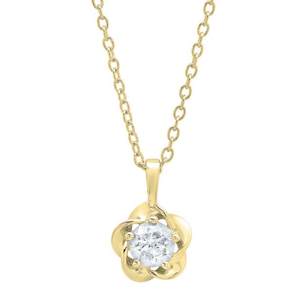 0.55 Carat (ctw) 10K Yellow Gold Round Diamond Ladies Solitaire Pendant 1/2 CT