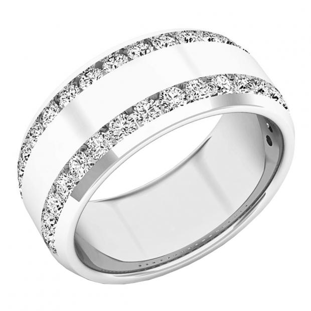 1.00 Carat (ctw) 14K White Gold Round White Diamond Ladies Anniversary Wedding Band 1 CT