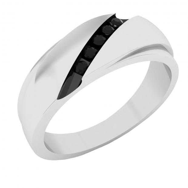 0.15 Carat (ctw) 10K White Gold Round Black Diamond Men