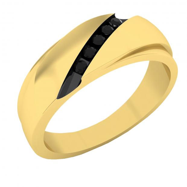 0.15 Carat (ctw) 10K Yellow Gold Round Black Diamond Men