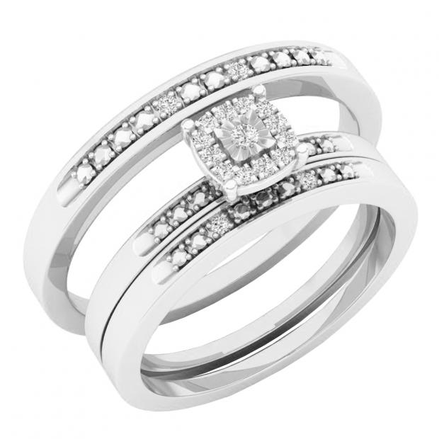 0.10 Carat (ctw) 10K White Gold Round White Diamond Ladie