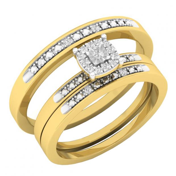 0.10 Carat (ctw) 10K Yellow Gold Round White Diamond Ladie