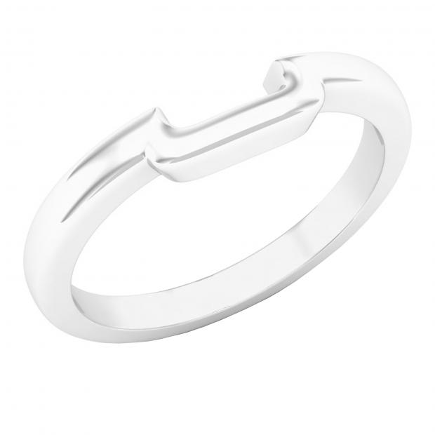 Platinum Plated Sterling Silver Ladies Contour Plain Wedding Band