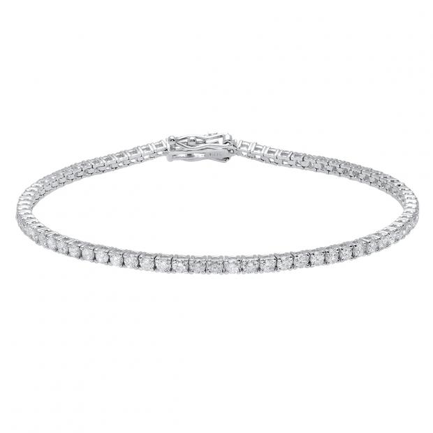 3.00 Carat (ctw) 10K White Gold Round White Diamond Ladies Tennis Bracelet