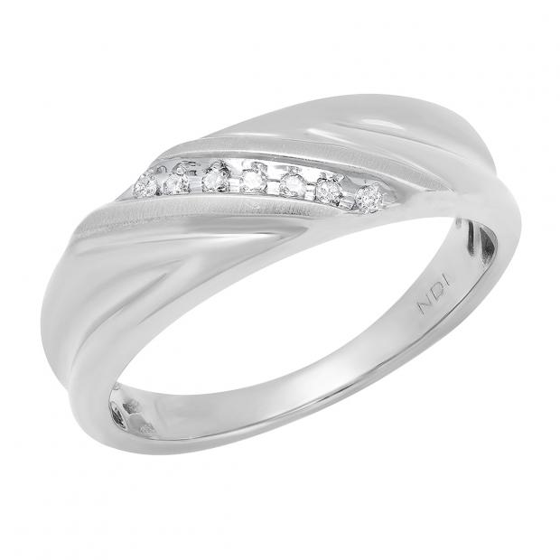 0.08 Carat (ctw) 10K White Gold Round White Diamond Men