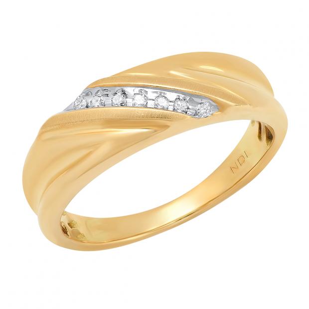 0.08 Carat (ctw) 10K Yellow Gold Round White Diamond Men