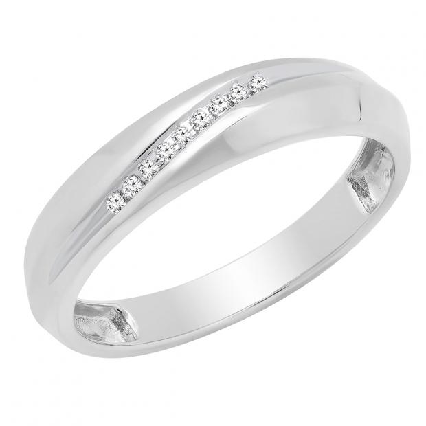 0.05 Carat (ctw) 14K White Gold Round White Diamond Men