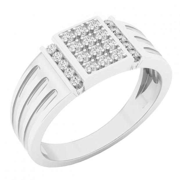 0.25 Carat (ctw) 10K White Gold Round White Diamond Men