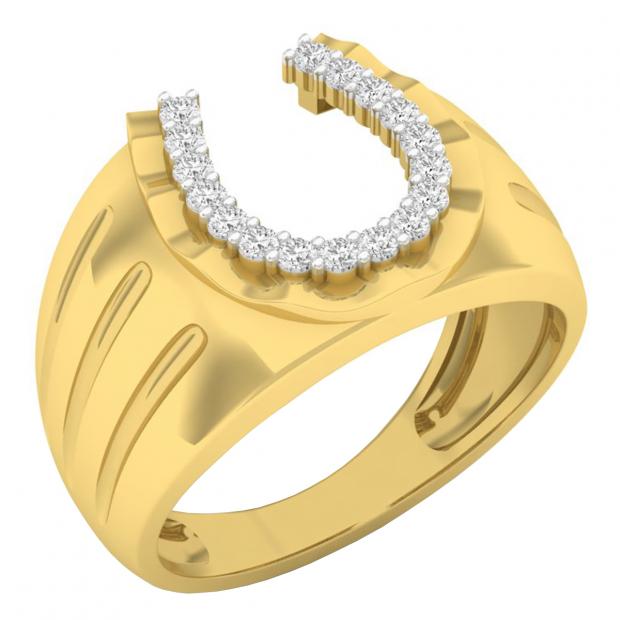 0.25 Carat (ctw) 10K Yellow Gold Round White Diamond Men