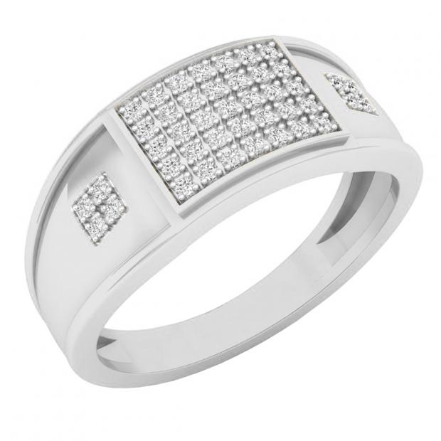 0.25 Carat (ctw) 18K White Gold Round White Diamond Men