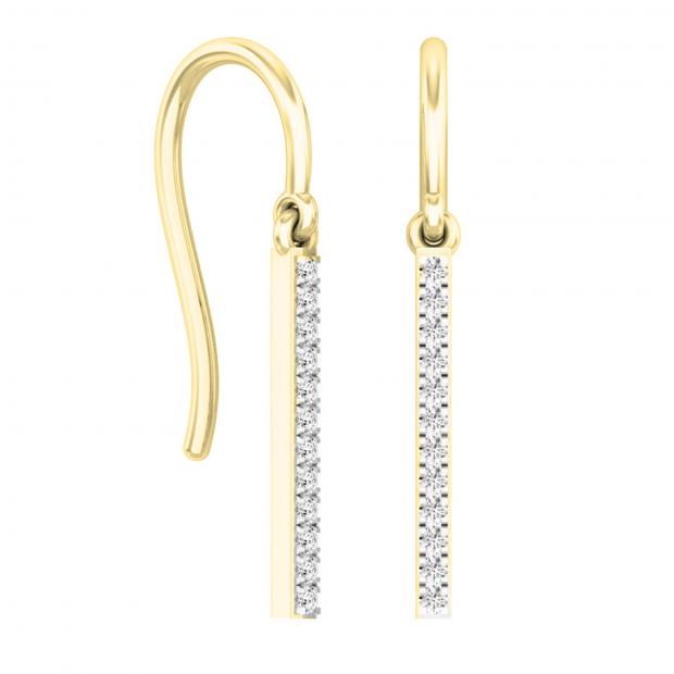 0.25 Carat (ctw) 10K Yellow Gold Round White Diamond Ladies Fashion Dangling Earrings 1/4 CT