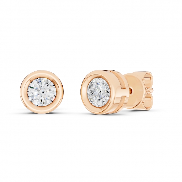 0.50 Carat (ctw) 14K Rose Gold Round White Diamond Ladies Solitaire Stud Earrings 1/2 CT