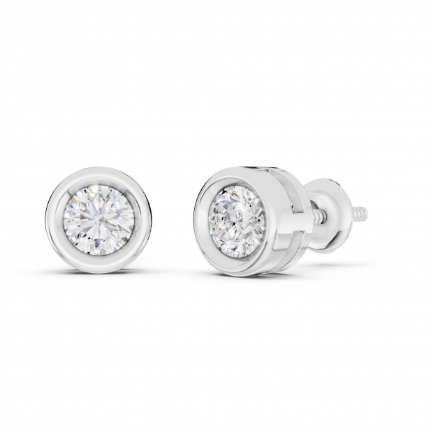 0.50 Carat (ctw) 14K White Gold Round White Diamond Ladies Solitaire Stud Earrings 1/2 CT