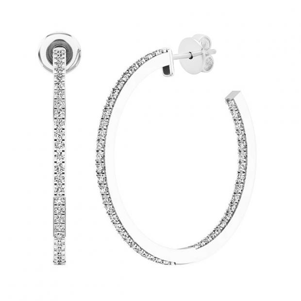 0.50 Carat (ctw) Sterling Silver Round White Diamond Ladies Huggies Hoop Earrings 1/2 CT