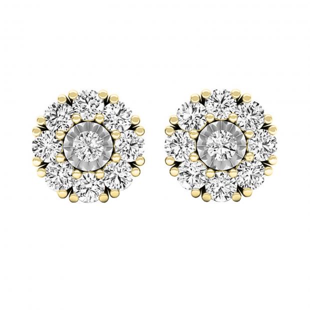 0.25 Carat (cttw) Round White Diamond Ladies Stud Earrings 1/4 CT 10K Yellow Gold