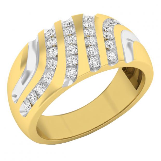0.45 Carat (cttw) Round Diamond Four Row Mens Cluster Ring 1/2 CT 18K Yellow Gold