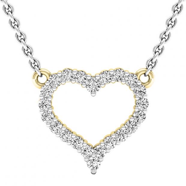 0.30 Carat (cttw) Round Diamond Ladies Heart Pendant 1/3 CT (Silver Chain Included) 10K Yellow Gold