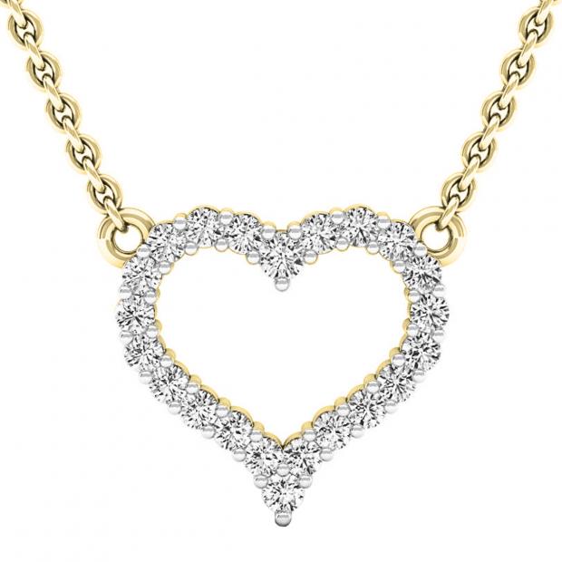 0.30 Carat (cttw) Round Diamond Ladies Heart Pendant 1/3 CT (Gold Chain Included) 10K Yellow Gold