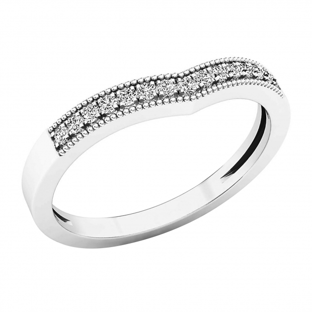 0.15 Carat (cttw) Round White Diamond Ladies Chevron Wedding Band 10K White Gold
