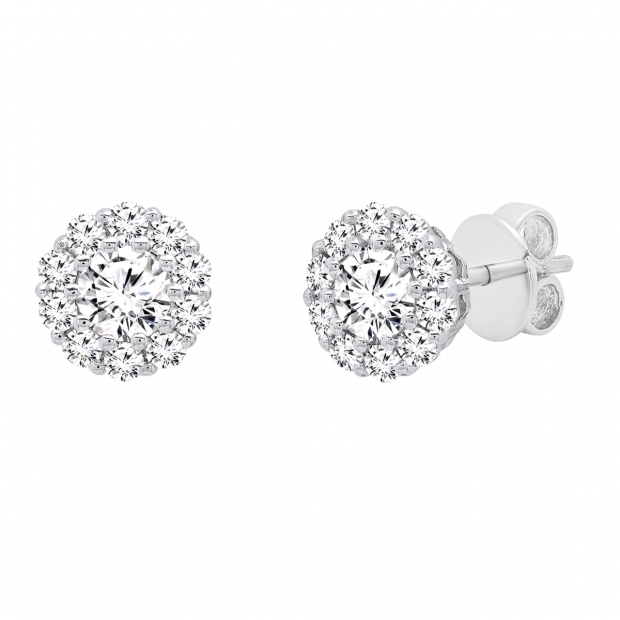 0.40 Carat (cttw) Round White Diamond Ladies Flower Cluster Stud Earring 18K White Gold