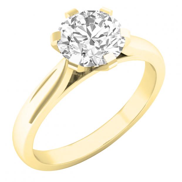 IGI Certified 2.00 Carat (cttw) Round Diamond Ladies Solitaire Engagement Ring 2 CT 14K Yellow Gold