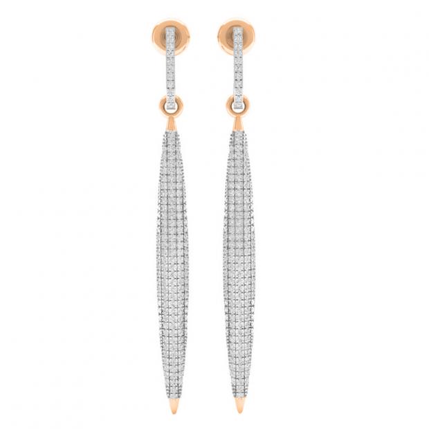 0.50 Carat (cttw) Round Diamond Ladies Icicle Shaped Long Dangling Earrings 1/2 CT 10K Rose Gold